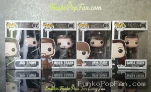 Bundle Funko Pop! Game of Thrones Jon Snow #07 / Robb Stark #08 / Arya Stark #09 / Sansa Stark #28 Vinyl Figure Bobblehead Vaulted Collectible With Protector Funko Pop Figure
