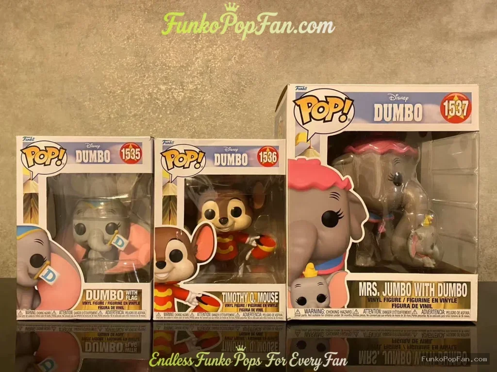 Bundle Funko Pop! Disney Dumbo #1539 Dumbo / Timothy Mouse #1536 / Mrs. Jumbo with Dumbo #1537 Vinyl Figure Bobblehead Vaulted Collectible With Protector Funko Pop Figure