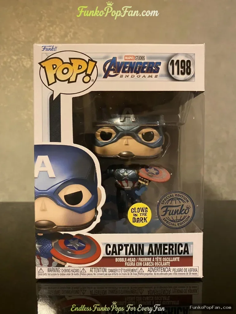 Funko Pop! Marvel Avengers #1198 Captain America (Glow in the Dark) Vinyl Figure Bobblehead Vaulted  - Funko Pop Figure
