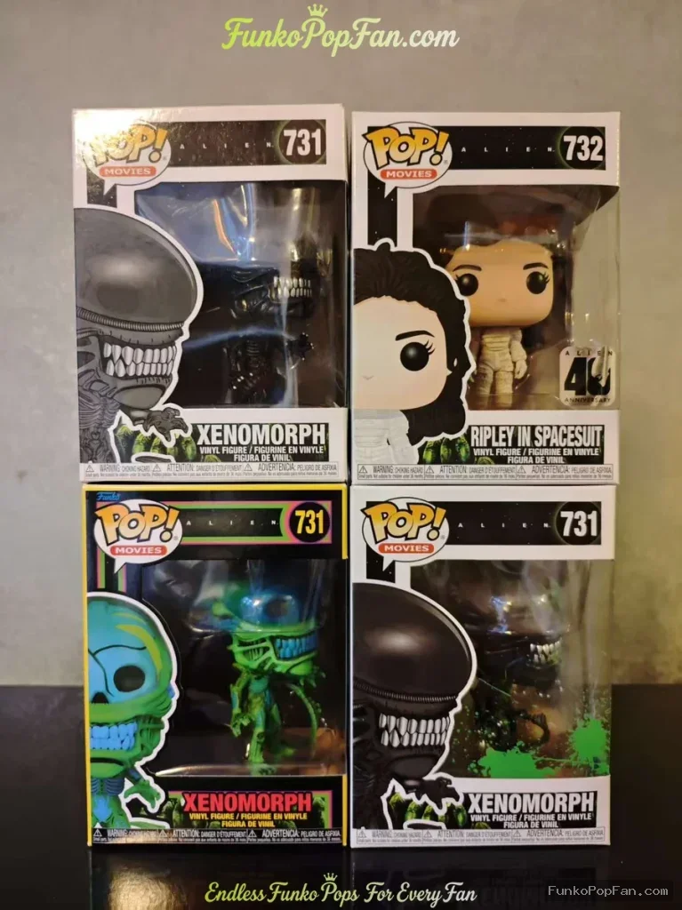 Bundle Funko Pop! Movies #731 X3 Xenomorph + #732 X2 Ripley in Spacesuit Vinyl Figure Bobblehead Vau - Funko Pop Figure
